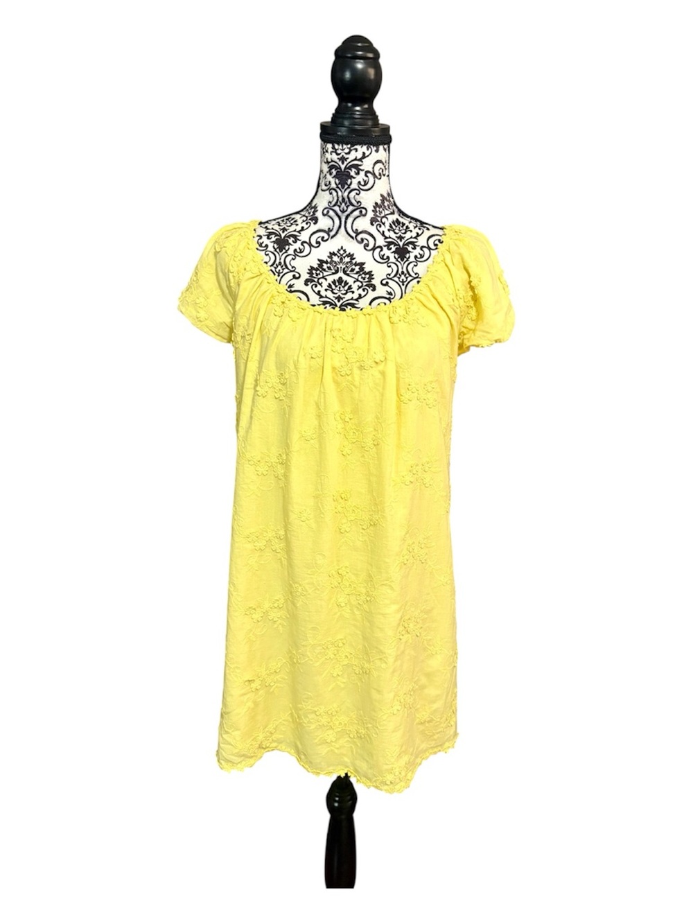 MAX STUDIO Bright Yellow Eyelet Trim Dress